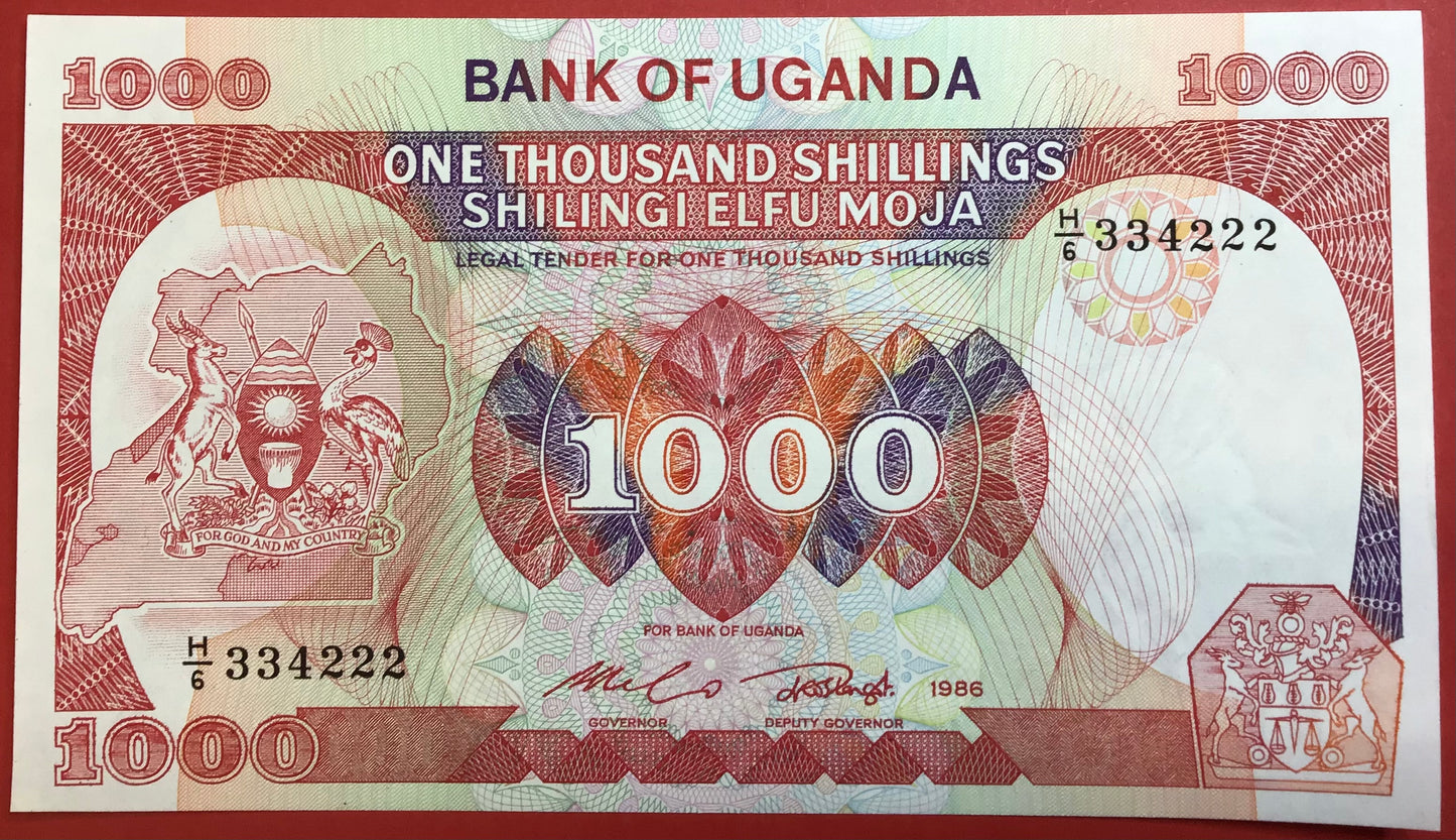 Uganda - 1000 Shillings 1986 P#26 Kvalitet 0