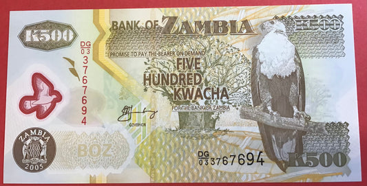 Zambia - 500 Kwacha 2005 P#43d Kvalitet 0