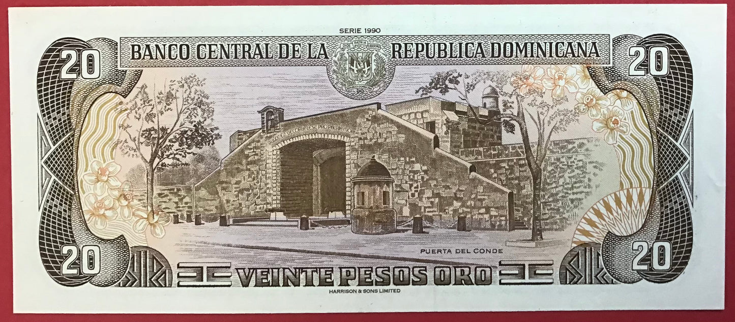 Dominican Republic - 20 Pesos Oro 1993 P#132 Kvalitet 01