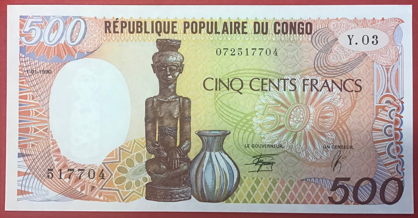 Congo Republic - 500 Francs 1.1.1990 P#8c Kvalitet 0