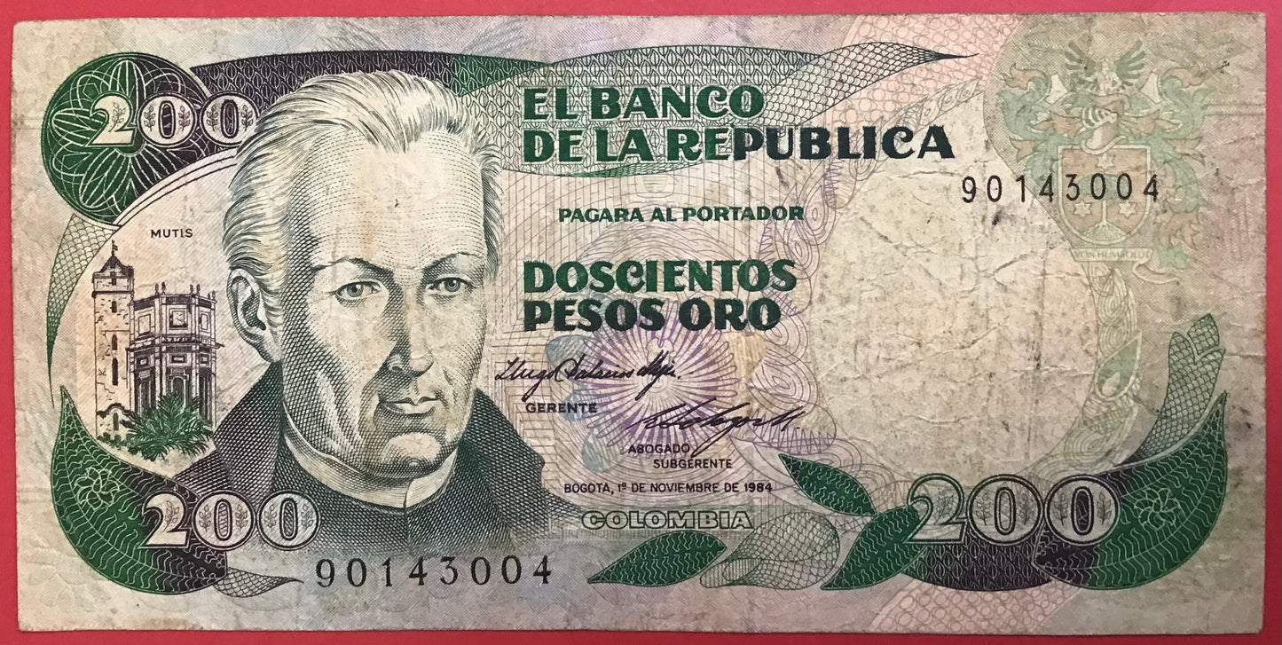 Colombia - 200 Pesos Oro 1.11.1984 P#429b Kvalitet 1-/1