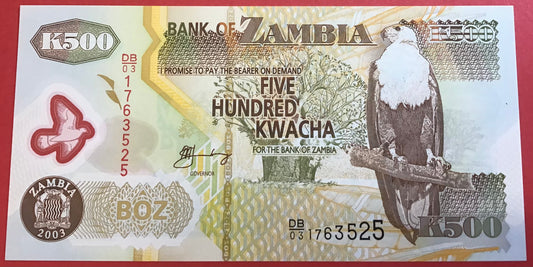 Zambia - 500 Kwacha 2003 P#43b Kvalitet 0