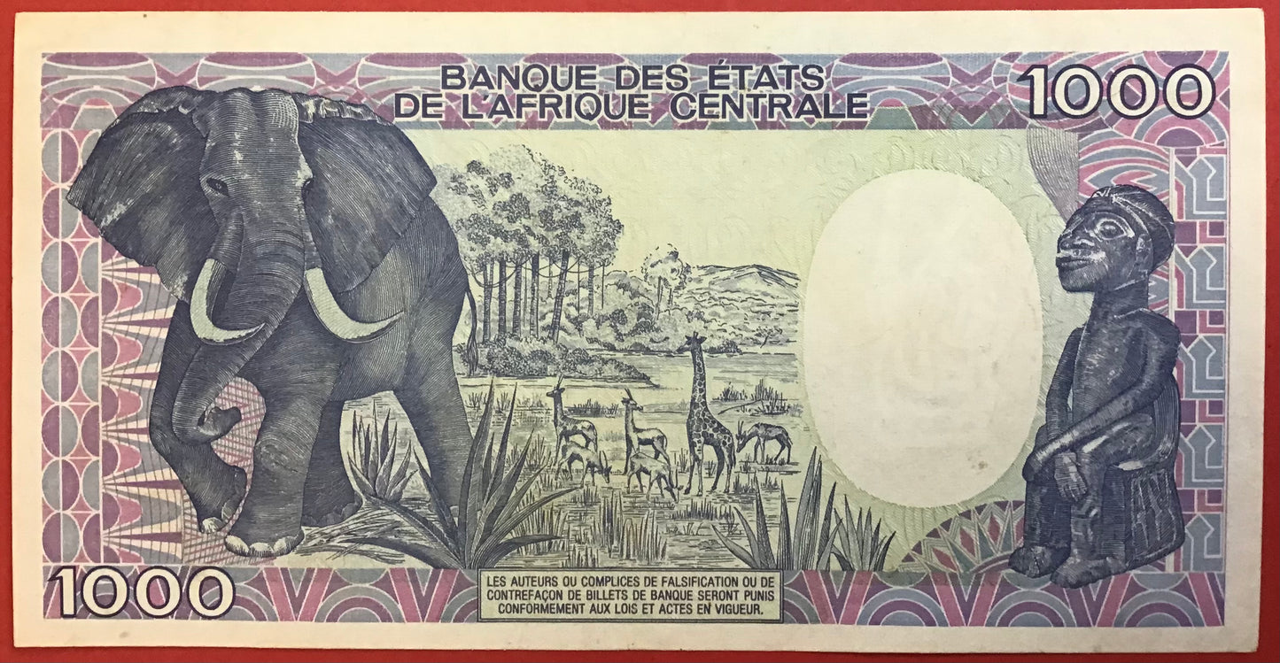 Gabon - 1000 Francs 1.1.1986 P#10a Kvalitet 1+/01