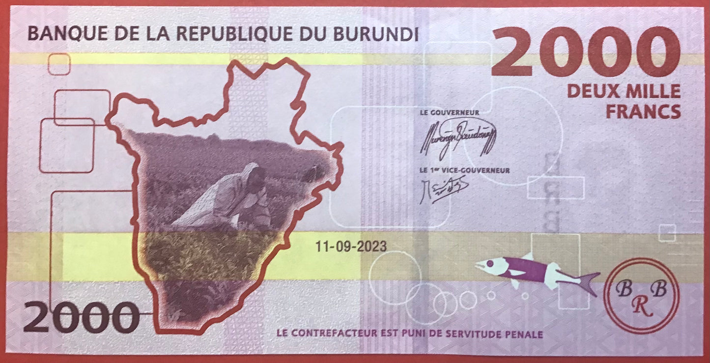 Burundi - 2000 Francs 11.9.2023 P#52 Kvalitet 0