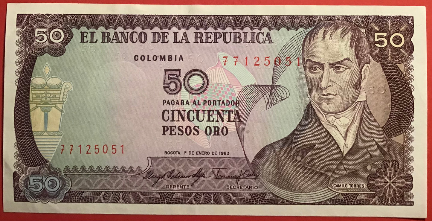 Colombia - 50 Pesos Oro 1.1.1983 P#422b Kvalitet 01