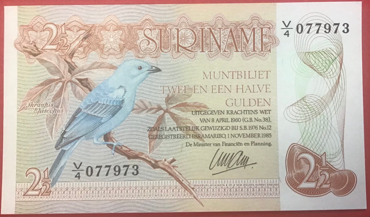 Suriname - 2,5 Gulden 1.11.1985 P#119a Kvalitet 0