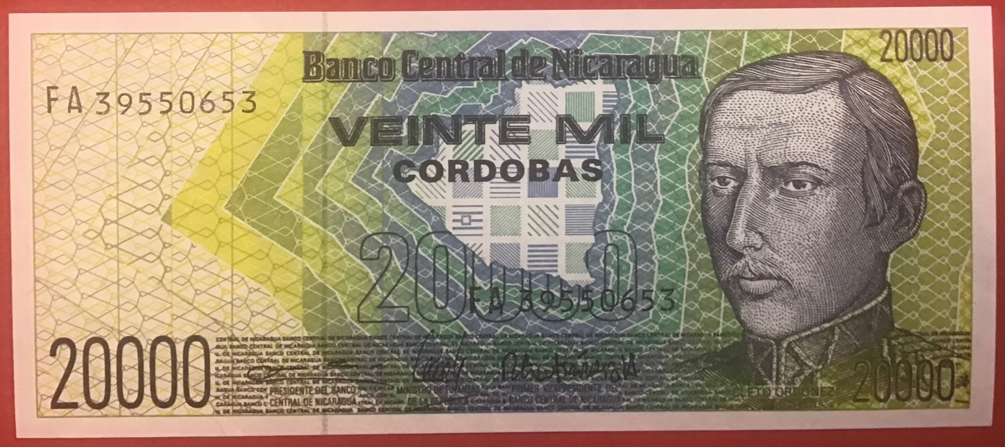 Nicaragua - 20.000 Córdobas (1989) P#160a Kvalitet 0