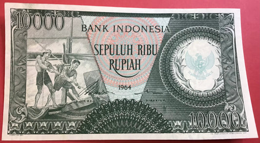 Indonesia - 10.000 Rupiah 1964 P#101 Kvalitet 01