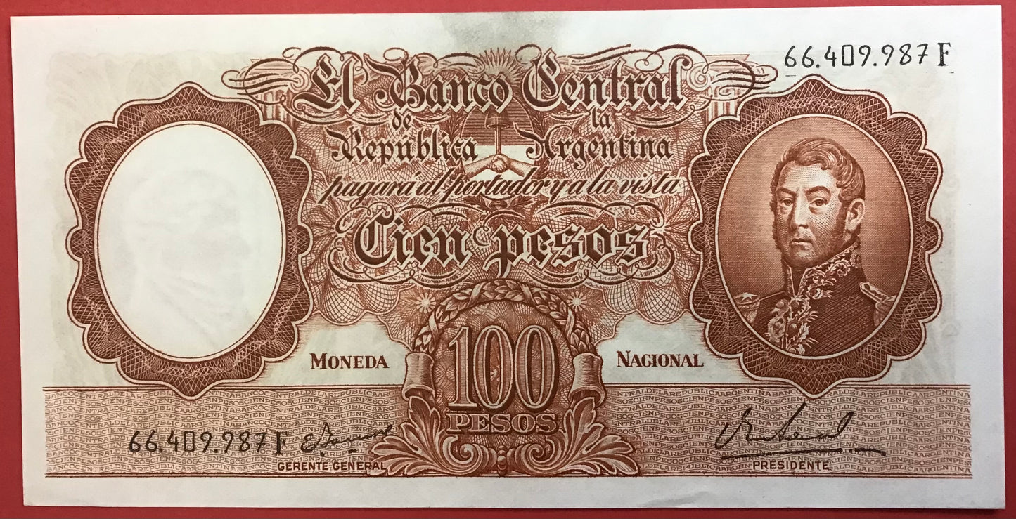 Argentina - 100 Pesos (1967-69) P#277 Kvalitet 1+