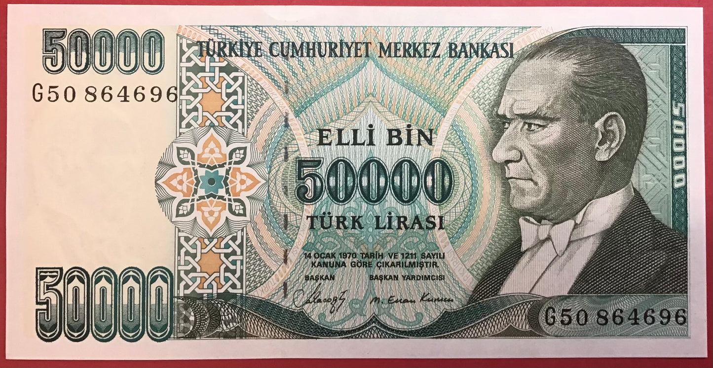 Turkey - 50.000 Lira (1989) P#203a Kvalitet 01/0