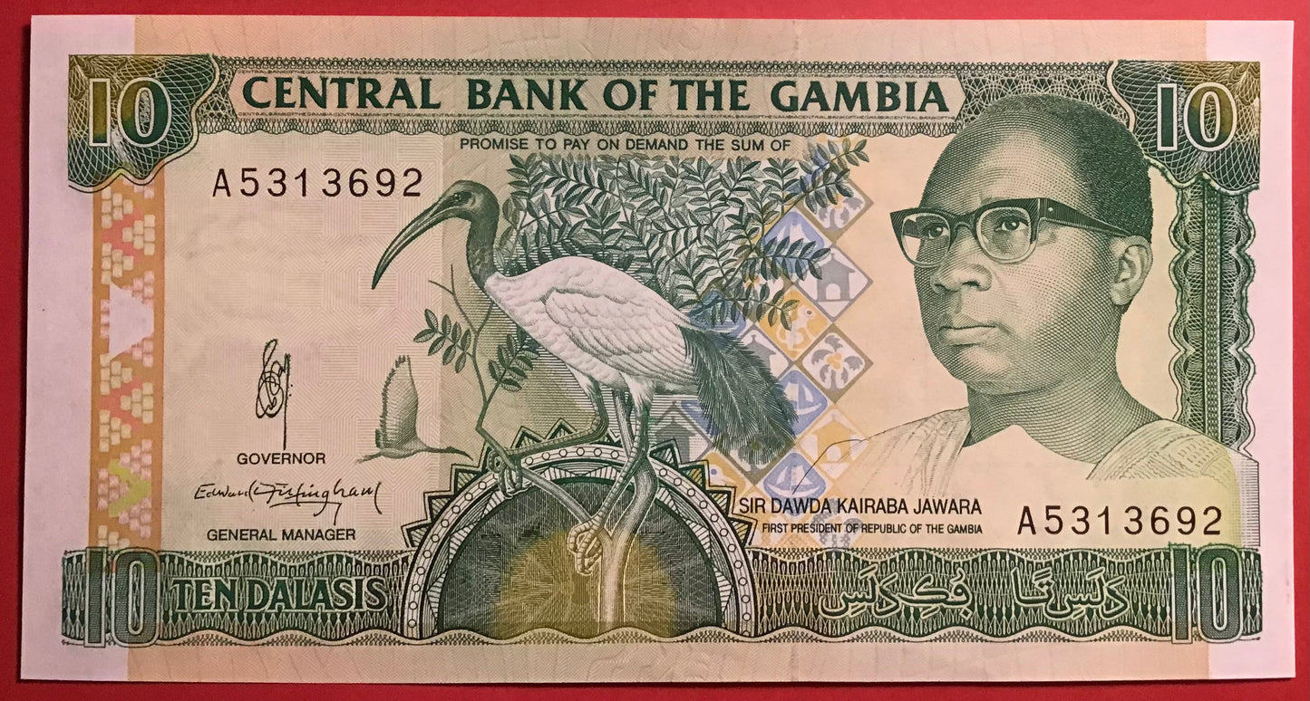Gambia - 10 Dalasis (1991-95) P#13a Kvalitet 0