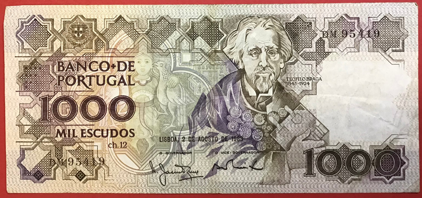 Portugal - 1000 Escudos 2.8.1983 P#181a Kvalitet 1/1+