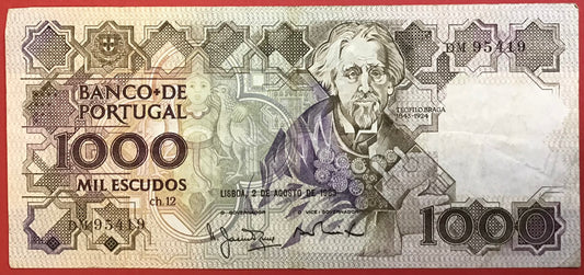Portugal - 1000 Escudos 2.8.1983 P#181a Kvalitet 1/1+