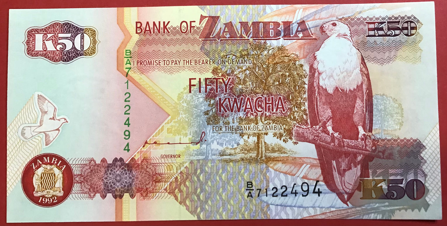 Zambia - 50 Kwacha 1992 P#37a Kvalitet 0