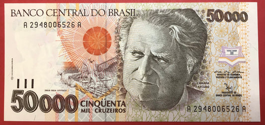 Brazil - 50.000 Cruzeiros (1992) P#234a Kvalitet 0