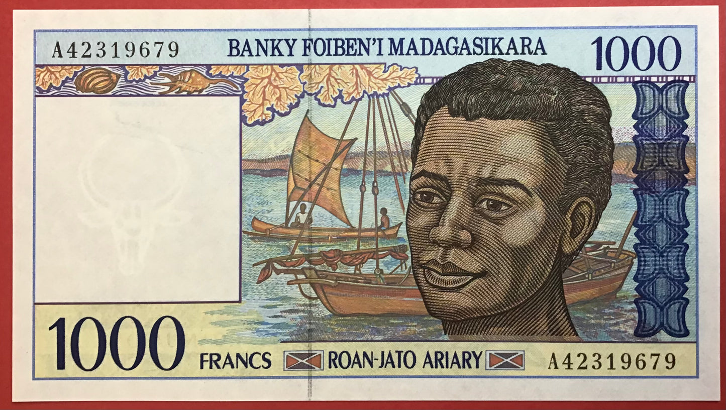 Madagascar - 1000 Francs (1994) P#76a Kvalitet 0