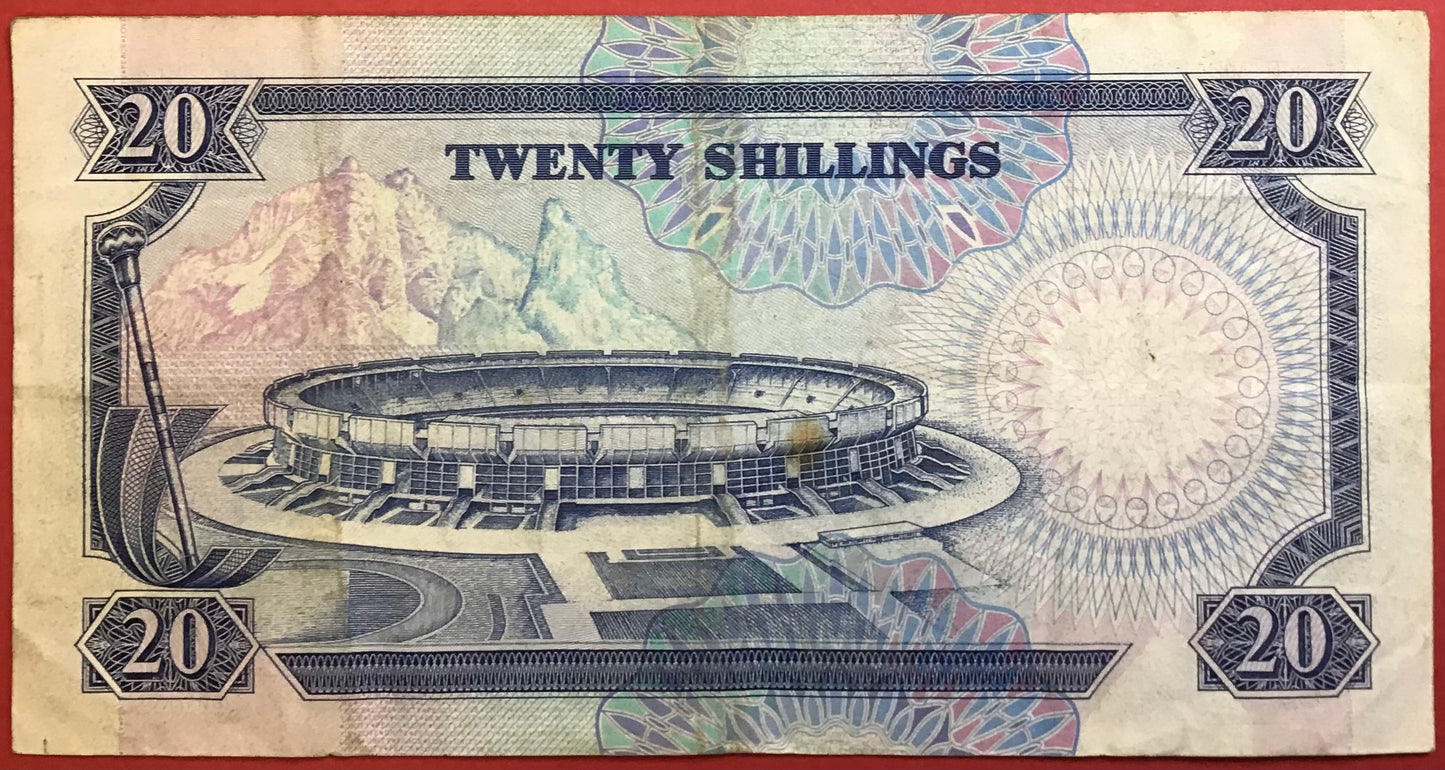 Kenya - 20 Shillings 1.7.1989 P#25b Kvalitet 1+