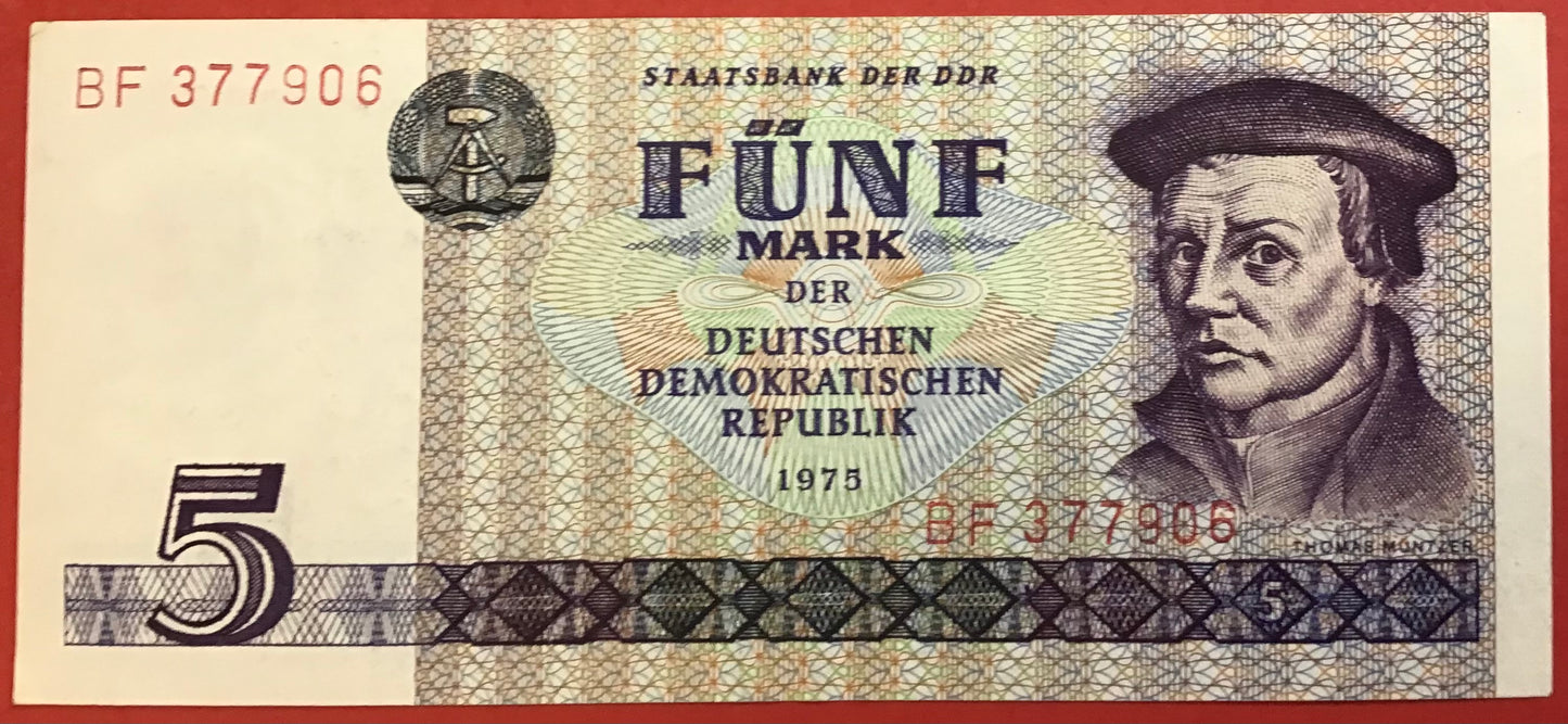 East-Germany - 5 Mark 1975 P#27a Kvalitet 1+