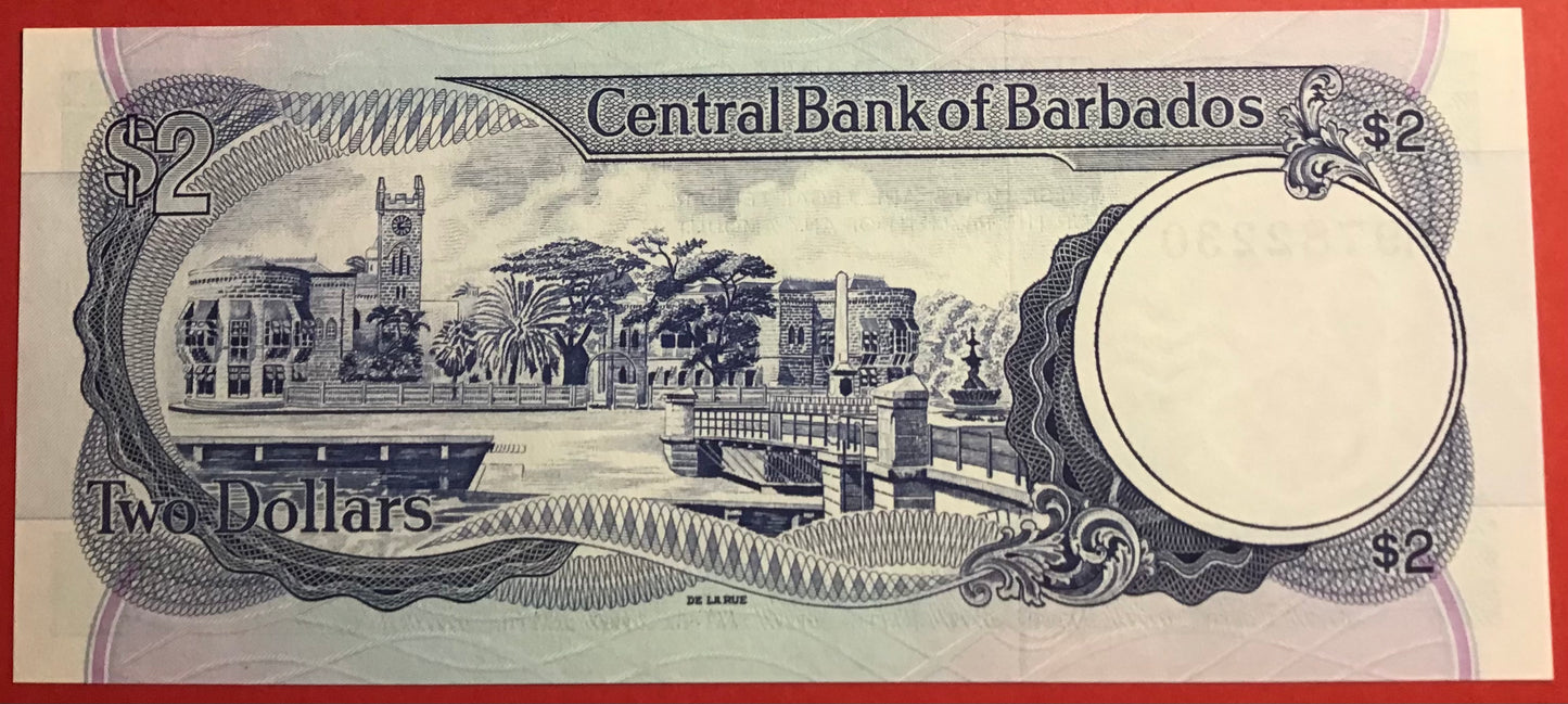 Barbados - 2 Dollars (1986) P#36 Kvalitet 0