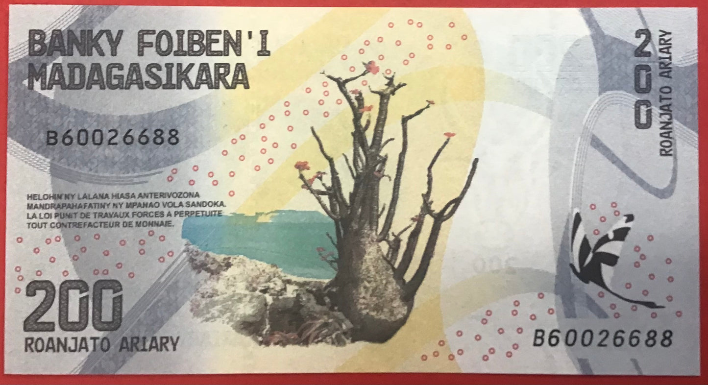 Madagascar - 200 Ariary 2017 P#98 Kvalitet 0