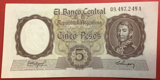 Argentina - 5 Pesos (1960-62) P#275a Kvalitet 01/0