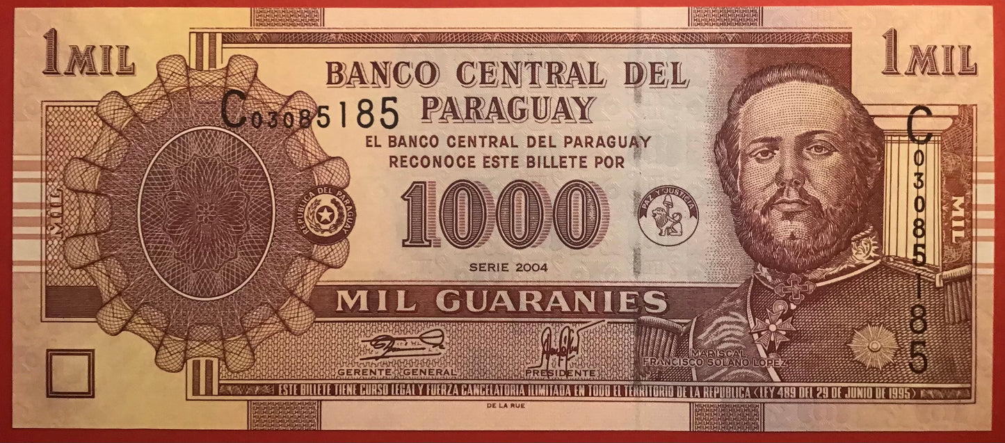 Paraguay - 1000 Guaranies 2004 P#222a Kvalitet 0