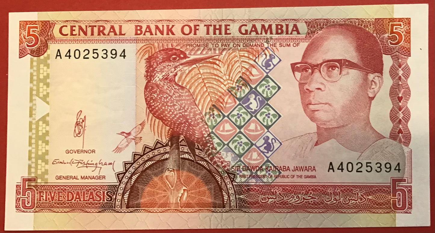 Gambia - 5 Dalasis (1991-95) P#12a Kvalitet 0
