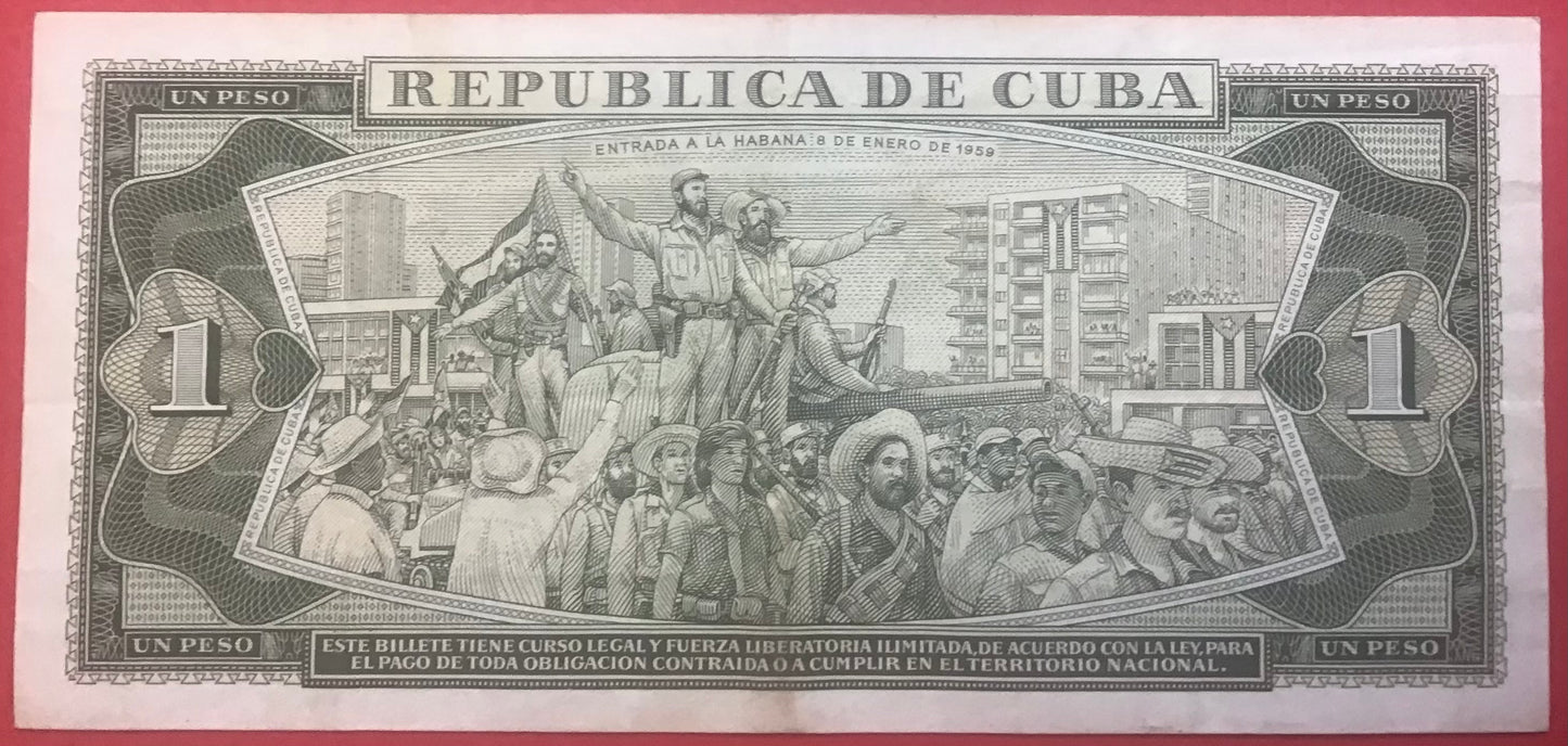 Cuba - 1 Peso 1961 P#94a Kvalitet 1+