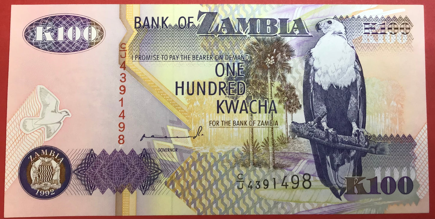 Zambia - 100 Kwacha 1992 P#38a Kvalitet 0