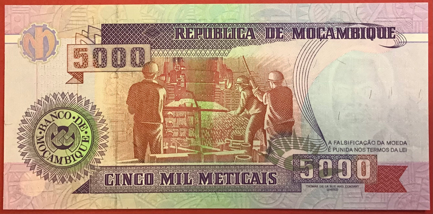 Mozambique - 5000 Meticais - 16.6.1991 P#136 Kvalitet 0