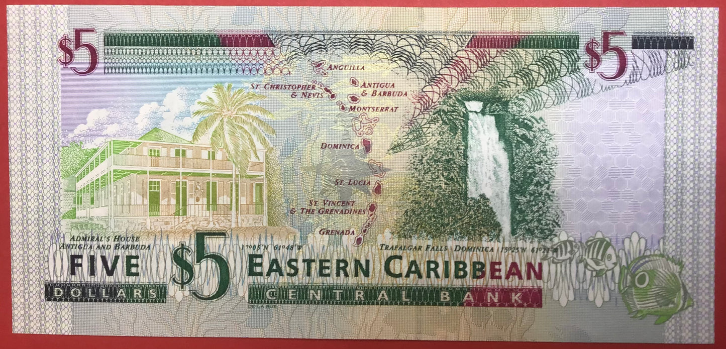 East Caribbean States - 5 Dollars (2000) P#37a Kvalitet 0
