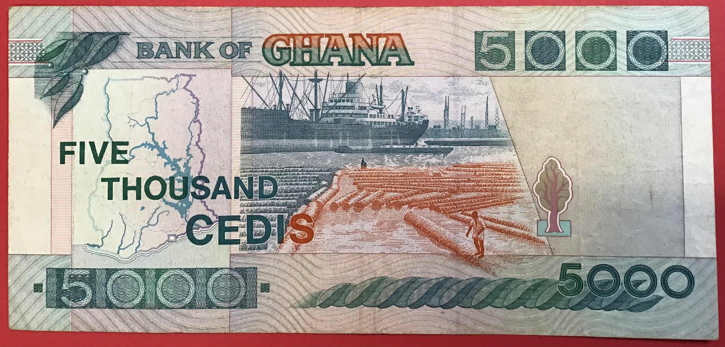 Ghana- 5000 Cedis 5.1.1995 P#31b Kvalitet 1+