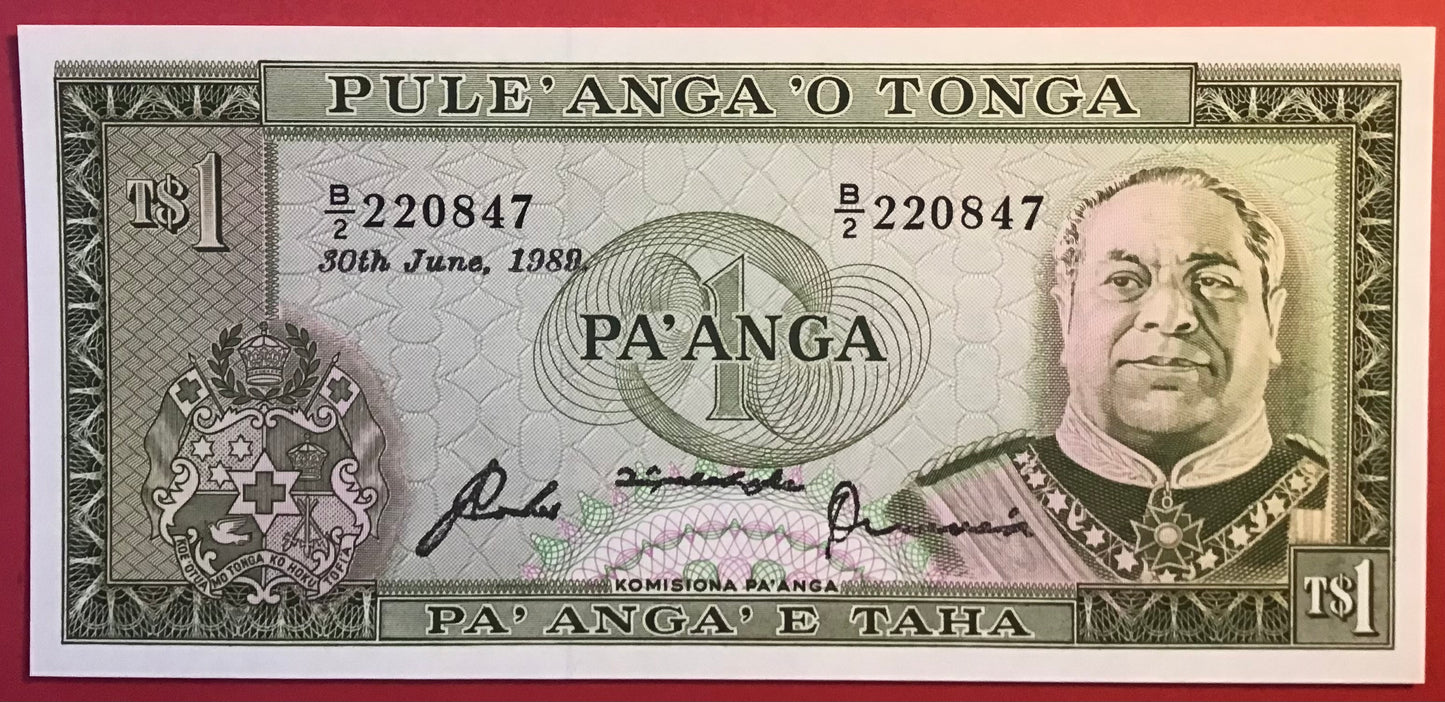 Tonga - 1 Pa`anga 30.6.1989 P#19c Kvalitet 0