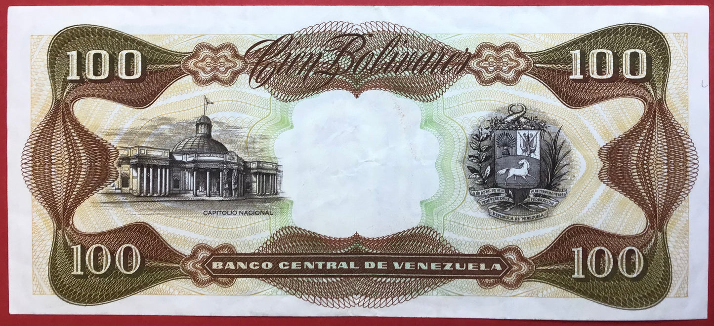 Venezuela - 100 Bolivares 16.3.1989 P#66b Kvalitet 1+