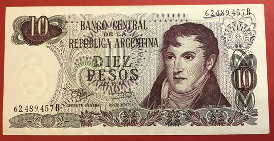Argentina - 10 Pesos (1970-73) P#289 Kvalitet 01
