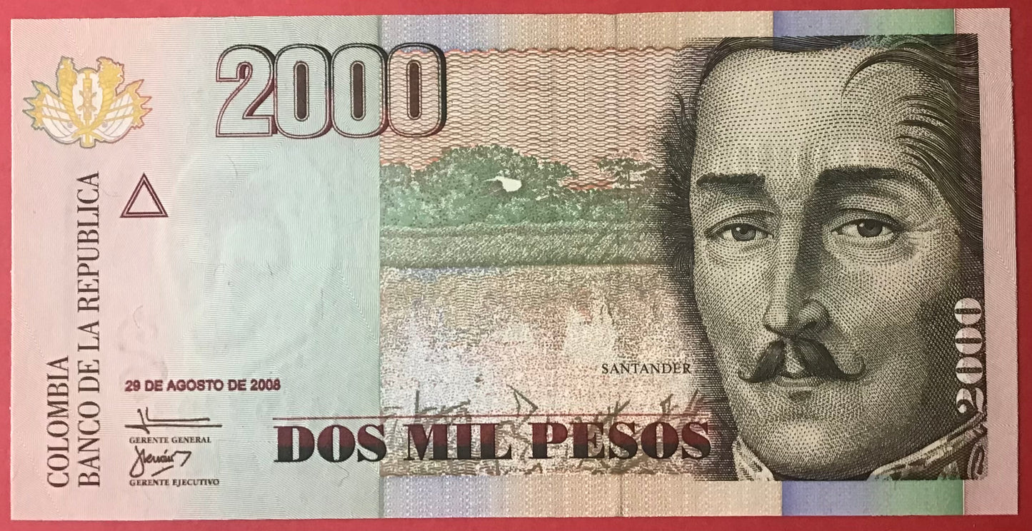 Colombia - 2000 Pesos 30.8.2008 P#457i Kvalitet 0