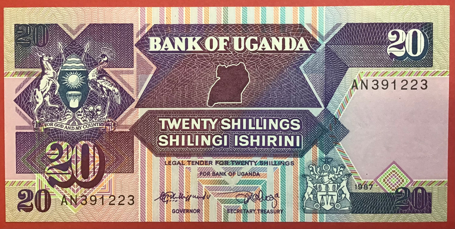 Uganda - 20 Shillings 1987 P#29a Kvalitet 0