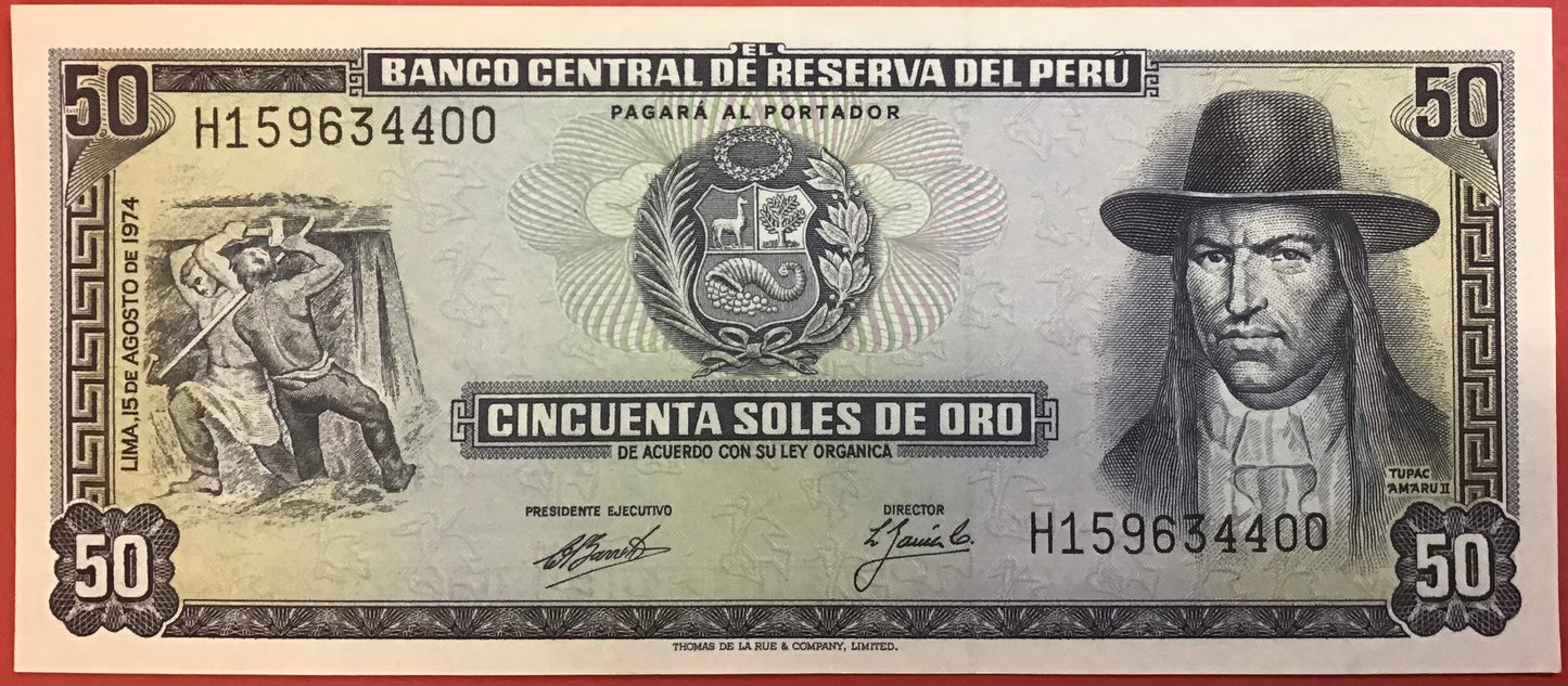 Peru - 50 Soles de Oro 15.8.1974 P#101c Kvalitet 0