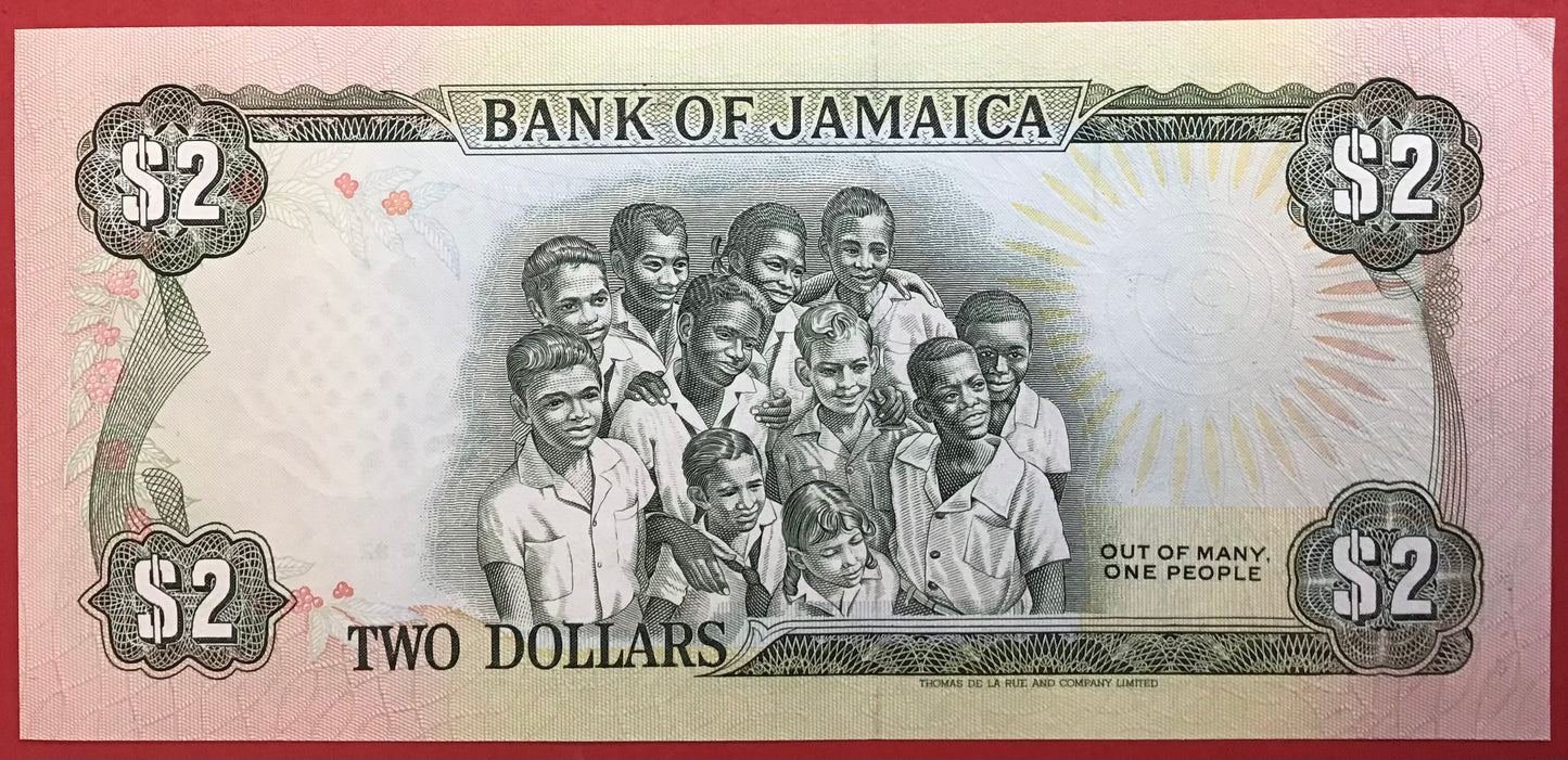 Jamaica - 2 Dollars 29.5.1992 P#69d Kvalitet 01
