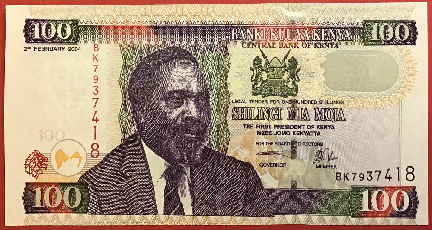 Kenya - 100 Shillings 2.2.2004 P#42a Kvalitet 01/0