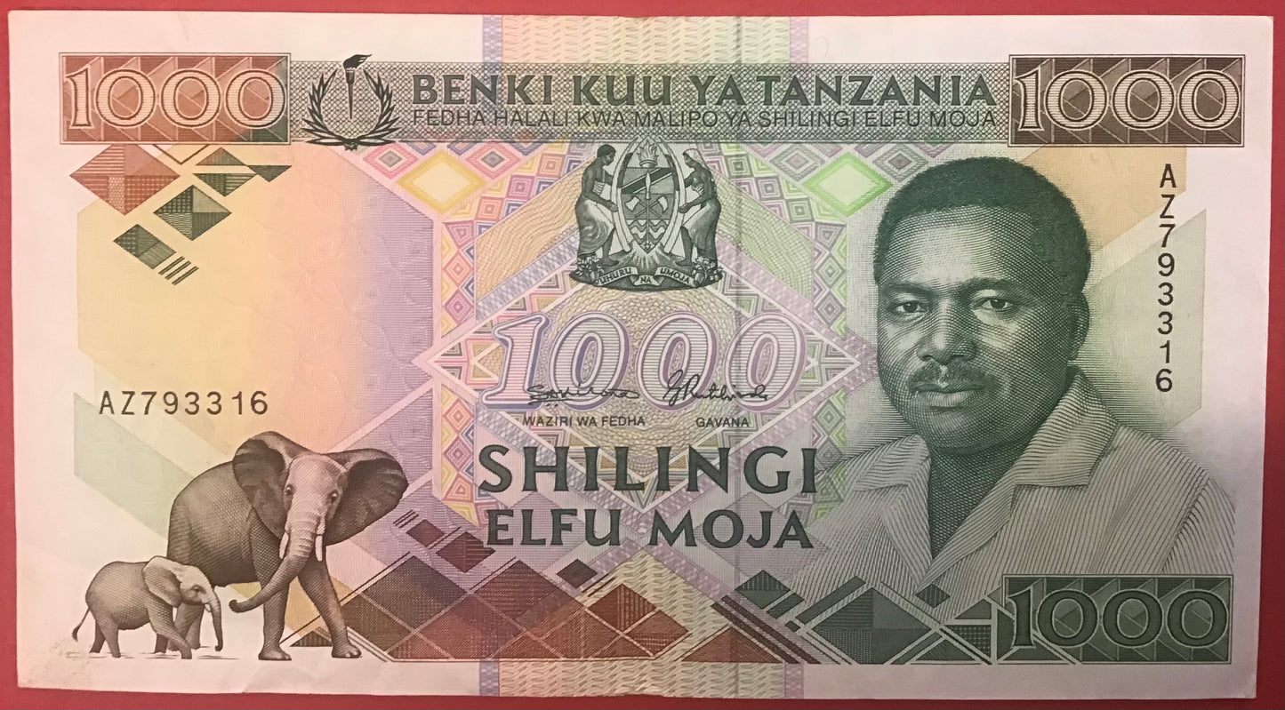 Tanzania - 1000 Shilingi (1990) P#22 Kvalitet 1+