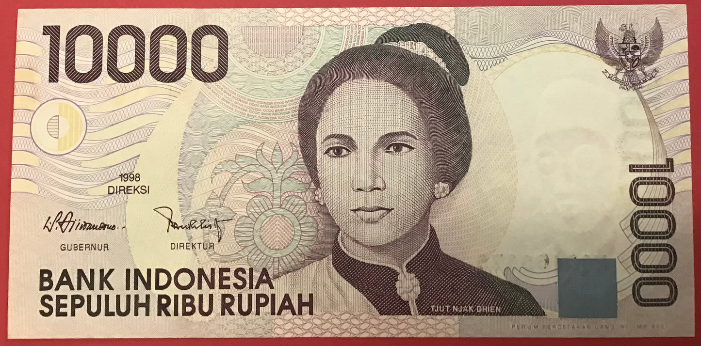 Indonesia - 10.000 Rupiah 1998/2001 P#137d Kvalitet 0