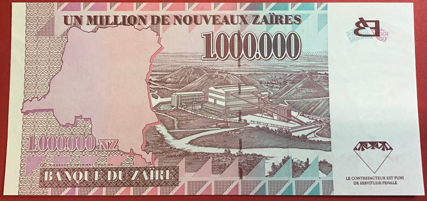 Zaïre - 1.000.000 Million Nouveaux Zaïres 25.10.1996 P#79a Kvalitet 0