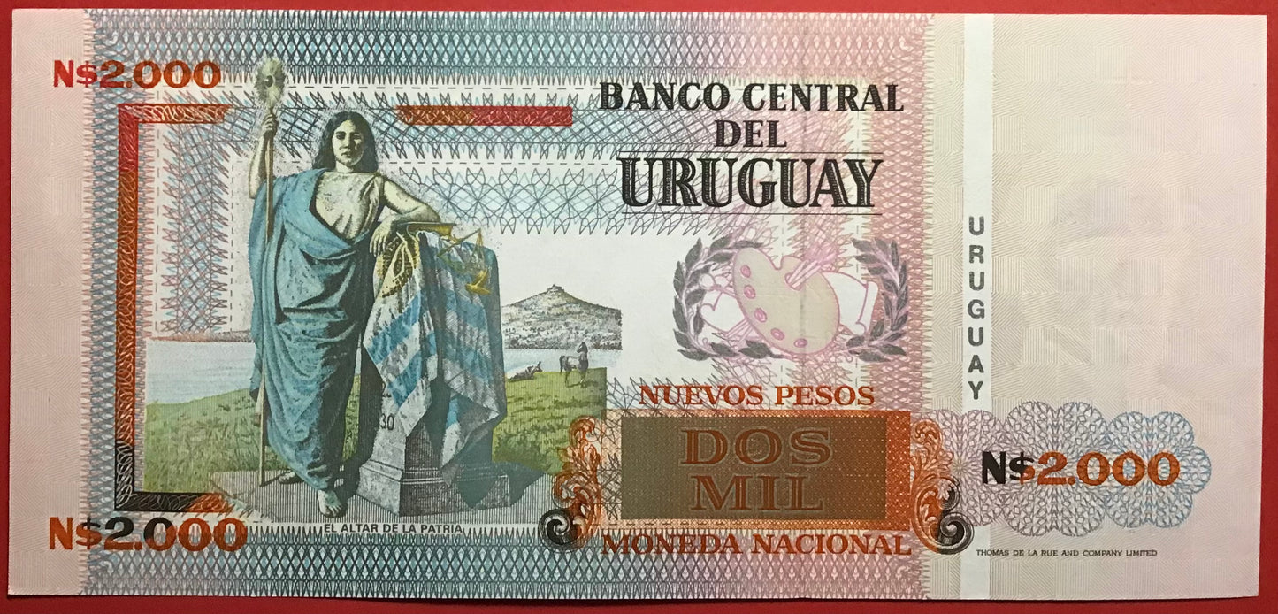 Uruguay - 2000 Nuevos Pesos 1989 P#68a Kvalitet 0