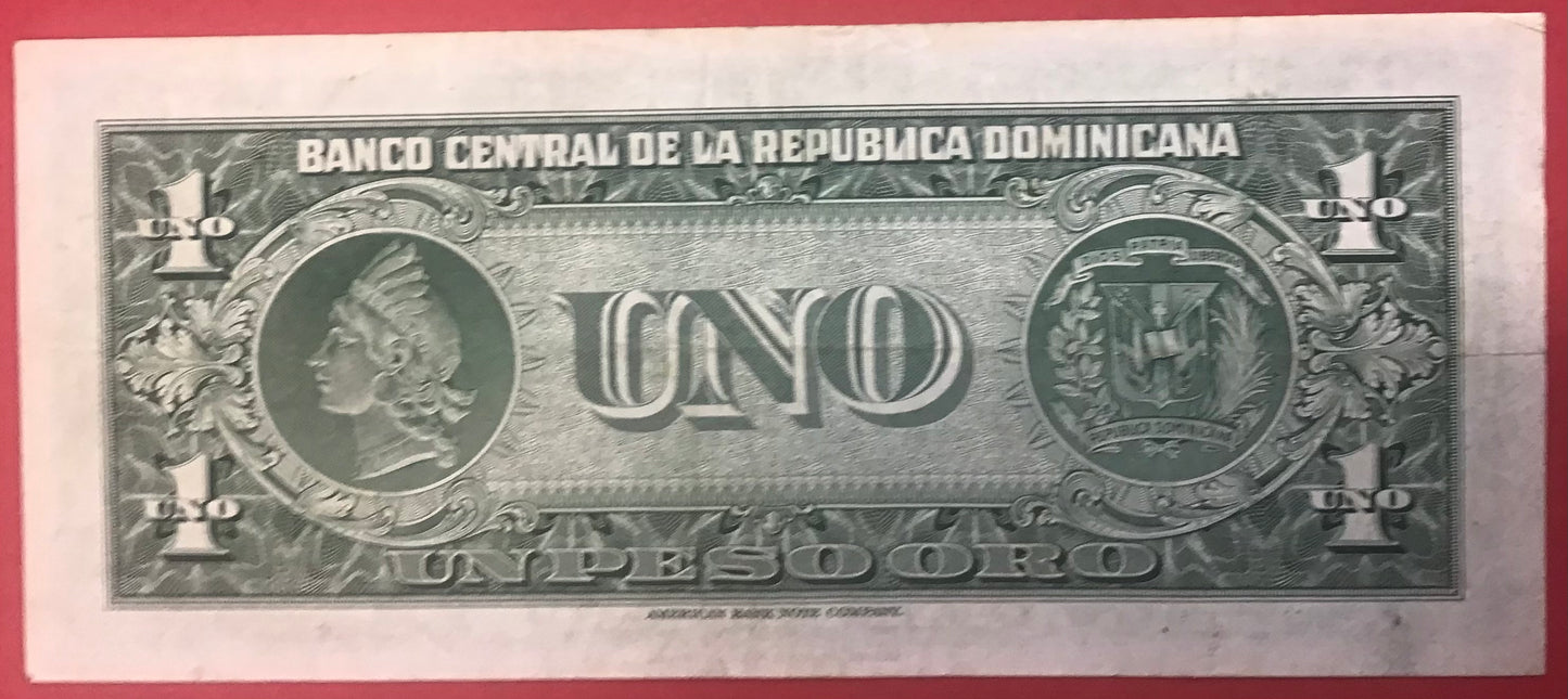 Dominican Republic - 1 Peso Oro (1947) P#60a Kvalitet 1+