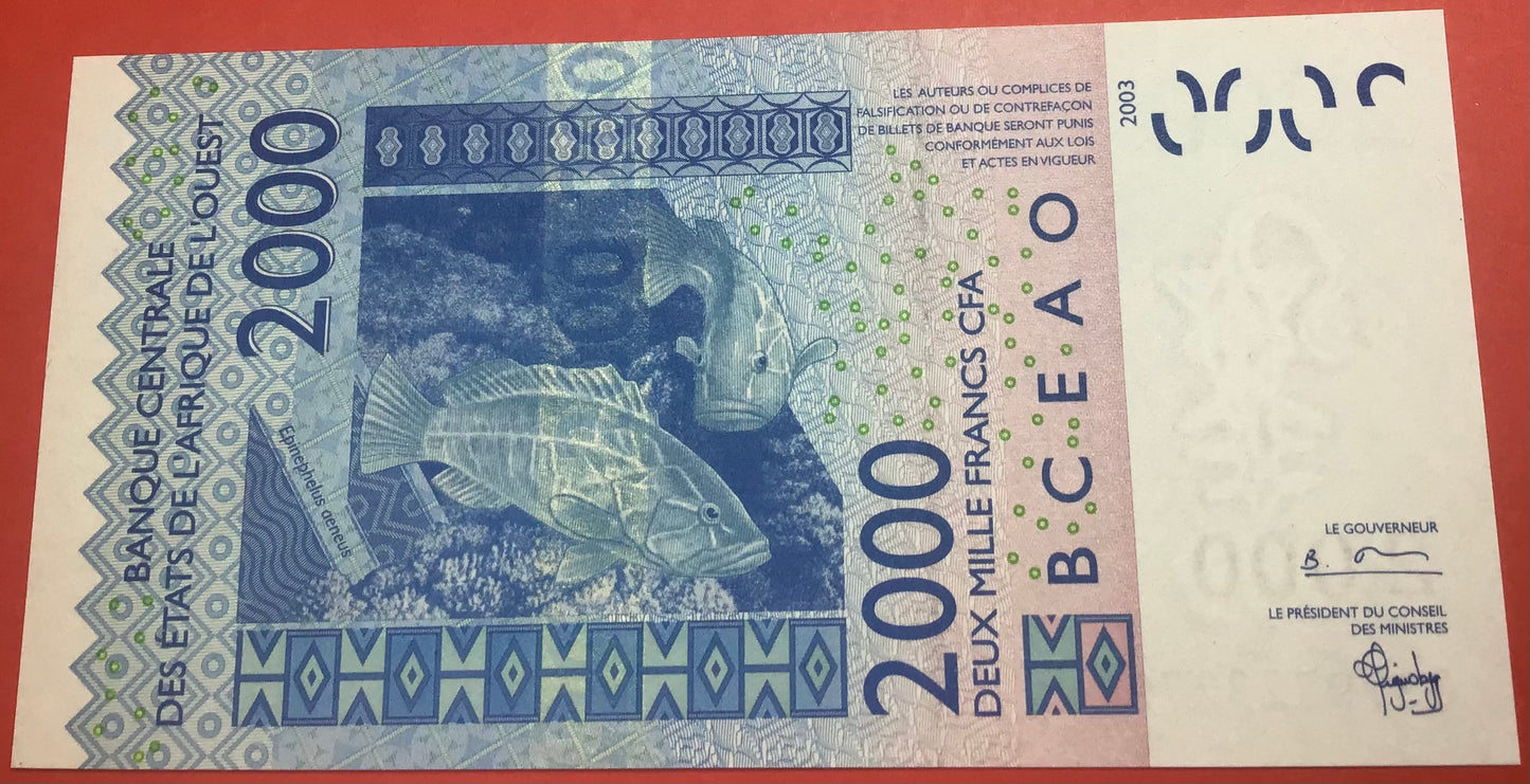 West African States/Togo - 2000 Francs 2003 P#816Ta Kvalitet 0
