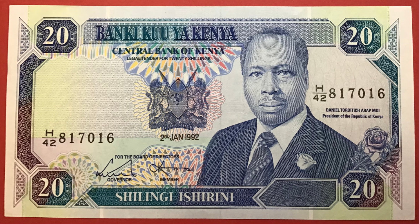 Kenya - 20 Shillings 2.1.1992 P#25e Kvalitet 0