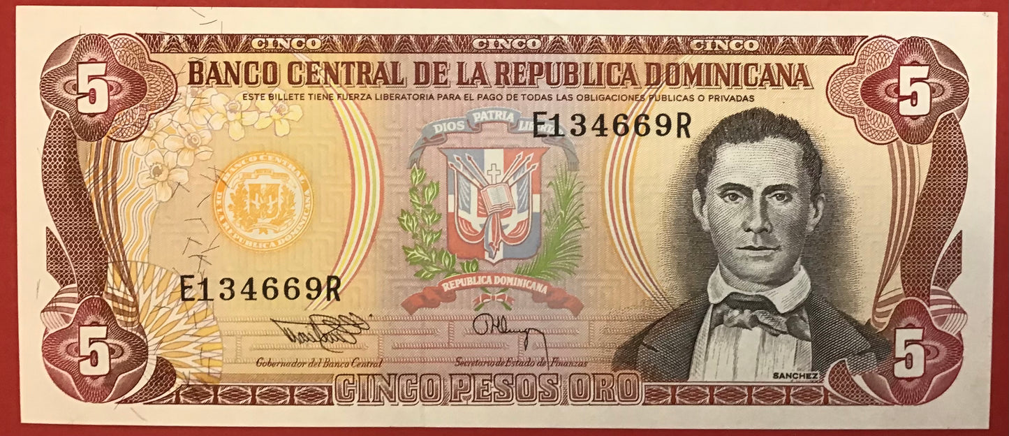 Dominican Republic - 5 Pesos Oro 1994 P#146 Kvalitet 0