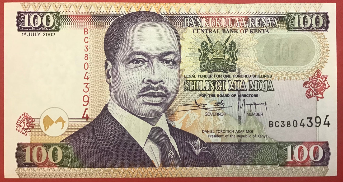 Kenya - 100 Shillings 1.7.2002 P#37g Kvalitet 0