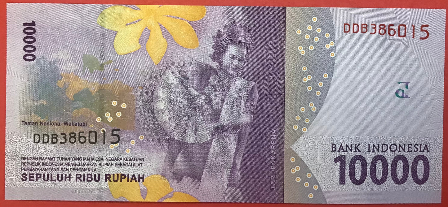 Indonesia - 10.000 Rupiah 2018 P#157 Kvalitet 0